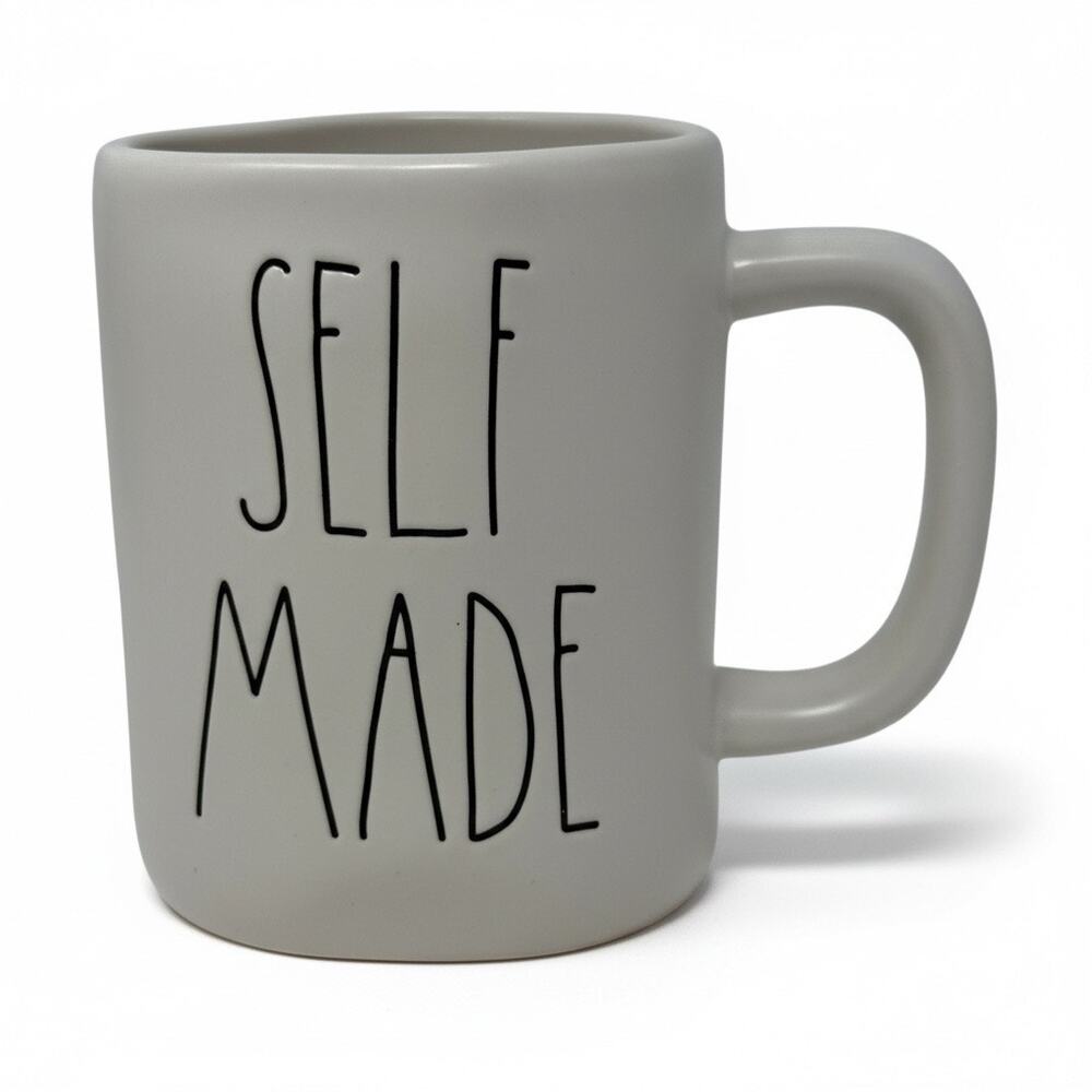 Rae Dunn SELF MADE Mug White Black Letter Coffee Cup Farmhouse Minimalist